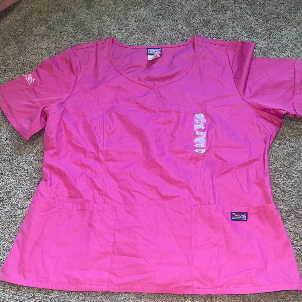 Pink Cherokee Workear Scrub Top and Bottoms